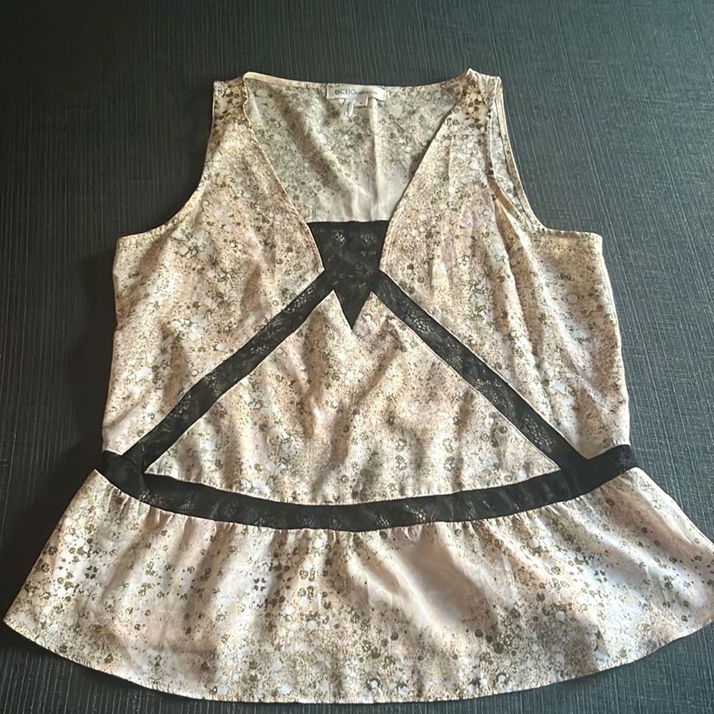 BCBGeneration Sleeveless Blouse with Lace Insert